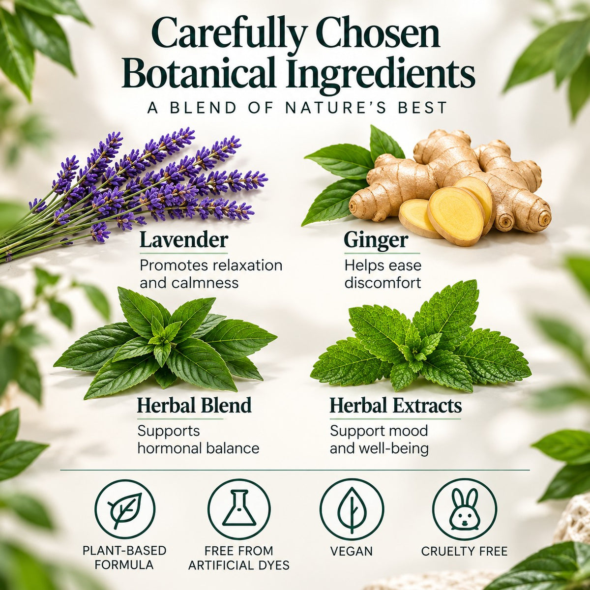 Menopause Patches Lavender, Ginger, and Herbs Promote Calm Relief, Vegan + Cruelty Free, 1 Month Supply, 30 Natural Relief Patches