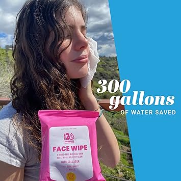 Face Wipe with Collagen Bio-Degradable 25 Count (3 Pack)