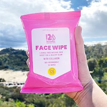 Face Wipe with Collagen Bio-Degradable 25 Count (3 Pack)