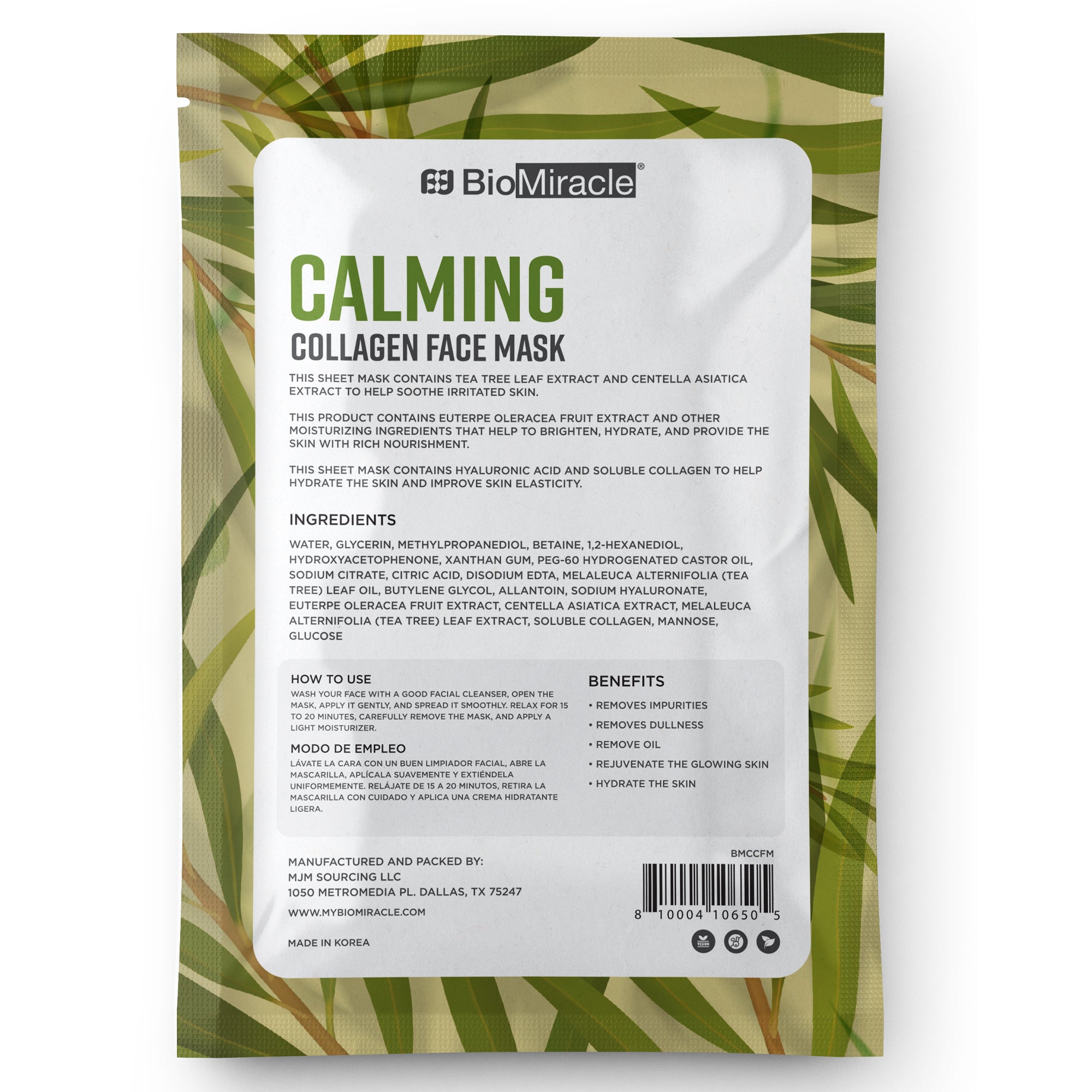 Calming Collagen Face Mask Infused with Tea Tree 10 Pack