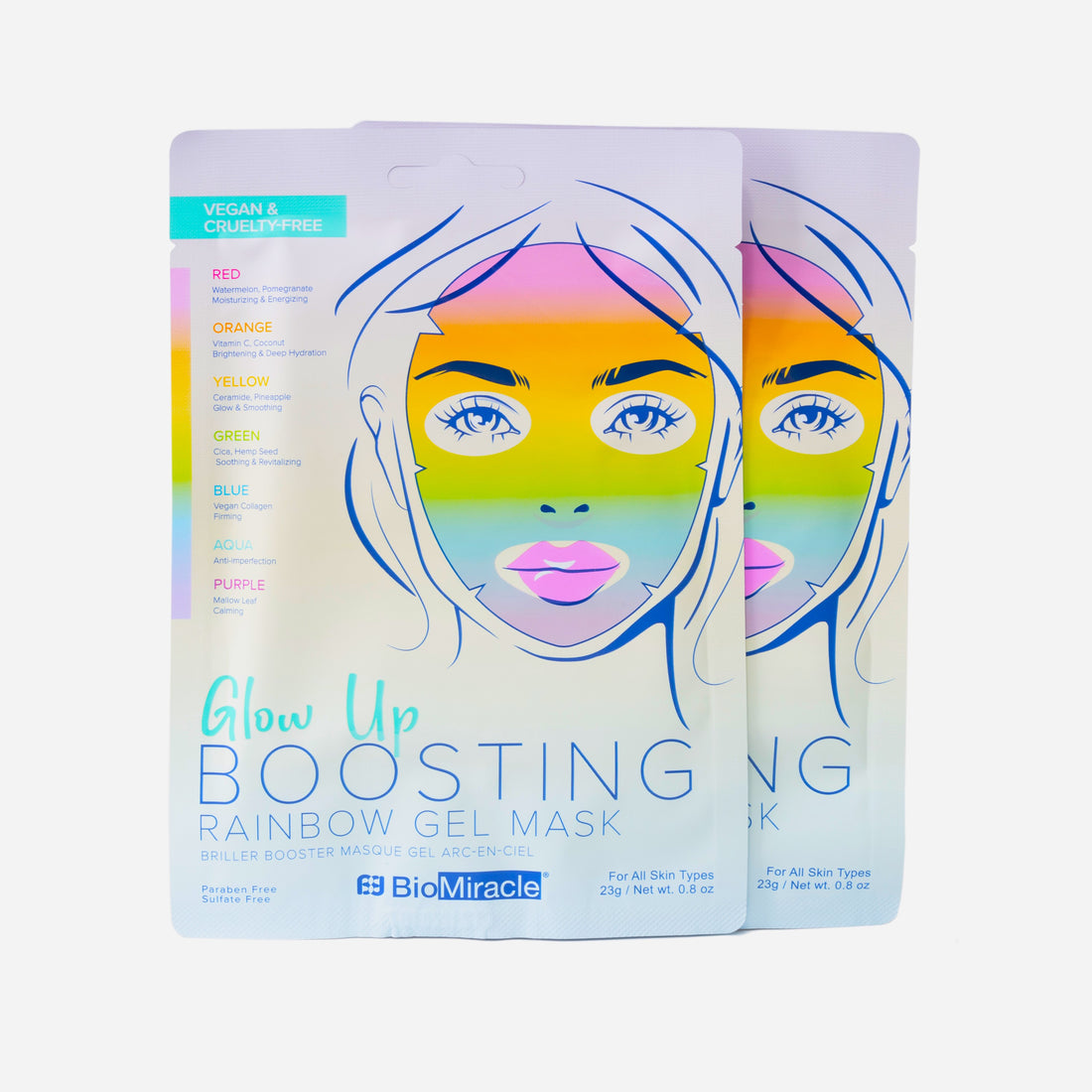 Glow Up Boosting Rainbow Gel Mask 2 Pack