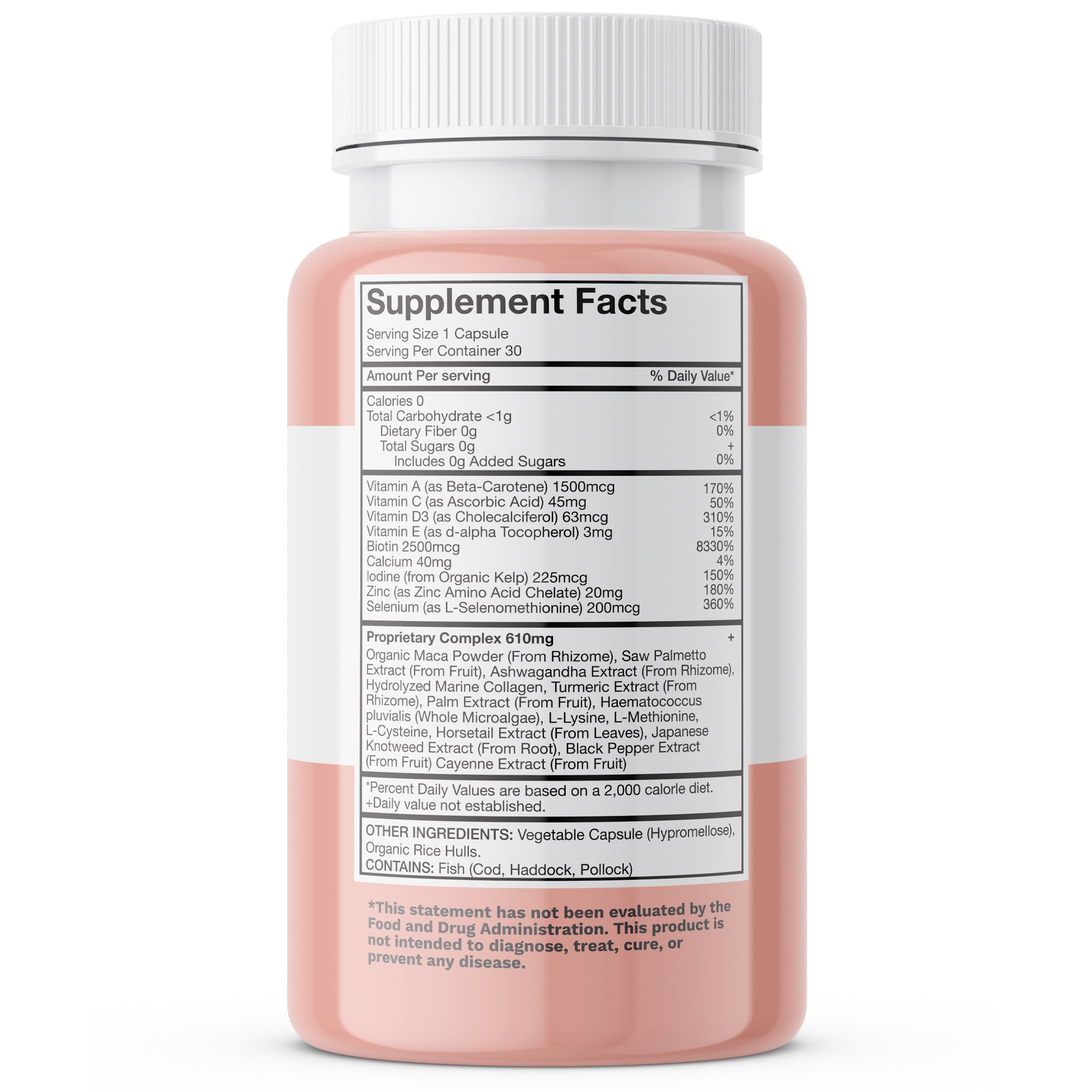 Hair Growth Nutraceutical, Visibly Thicker Hair Volume, Fuller Scalp Coverage, 1 Month Supply, 30 Capsules, Dietary Supplement