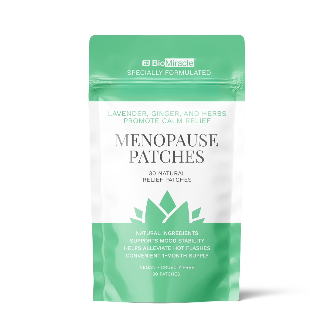 Menopause Patches Lavender, Ginger, and Herbs Promote Calm Relief, Vegan + Cruelty Free, 1 Month Supply, 30 Natural Relief Patches