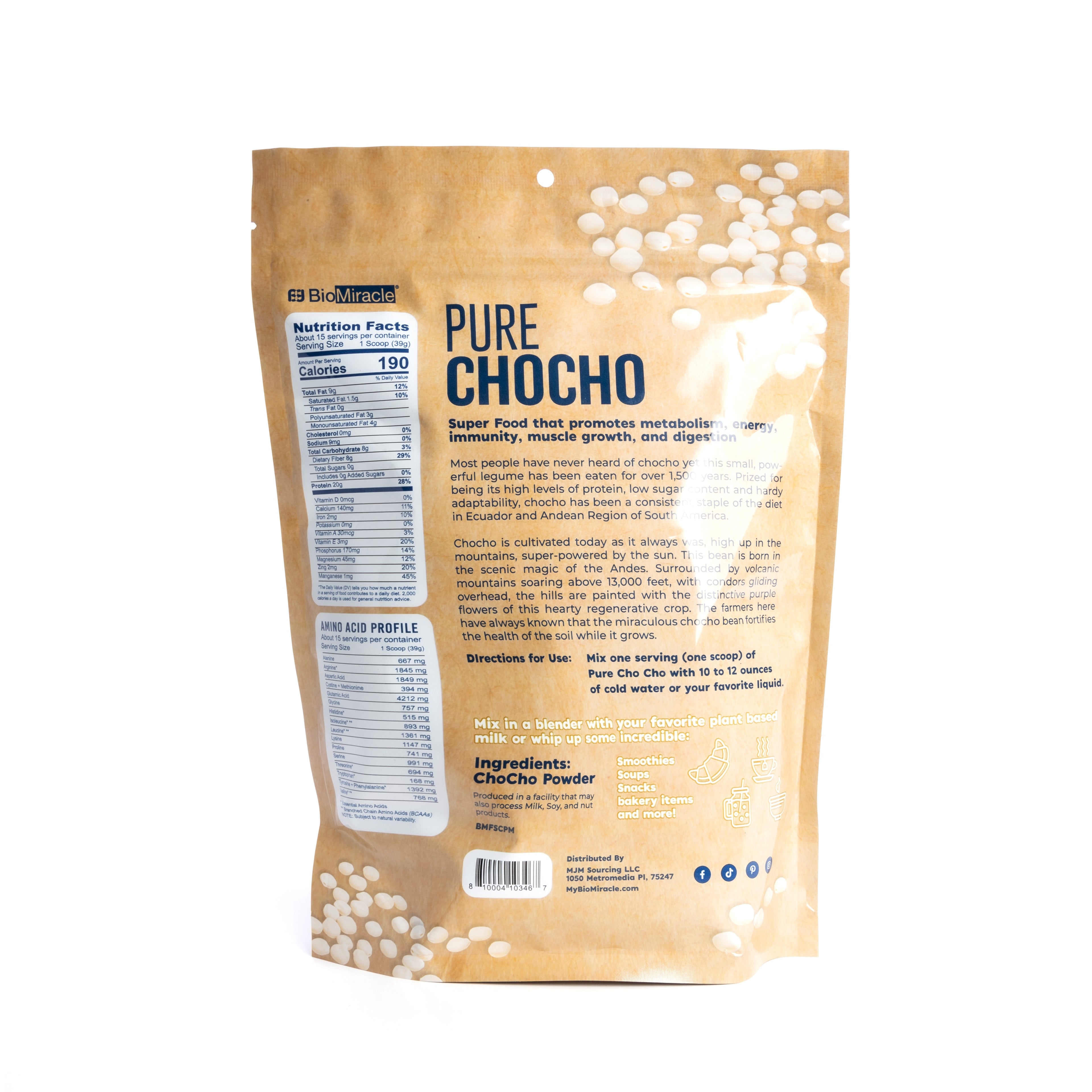 Hydrolyzed Pure Chocho All Plant Protein 20g Gluten Free, Non-GMO, Vegan, Plant-Based, Keto Friendly (15 Servings)