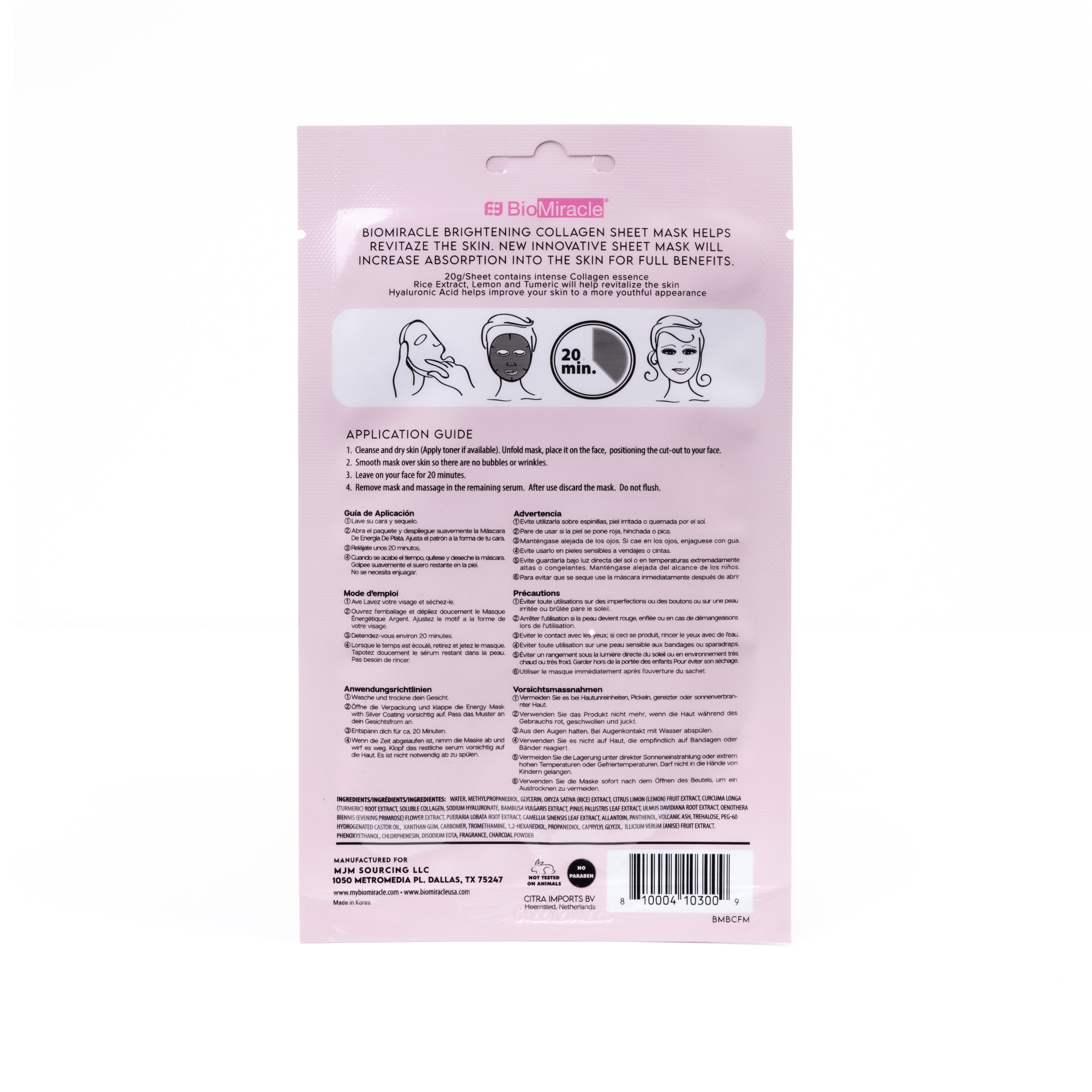 Revitalizing Collagen Face Mask Infused with Rice Extract, Lemon & Turmeric 10 Pack