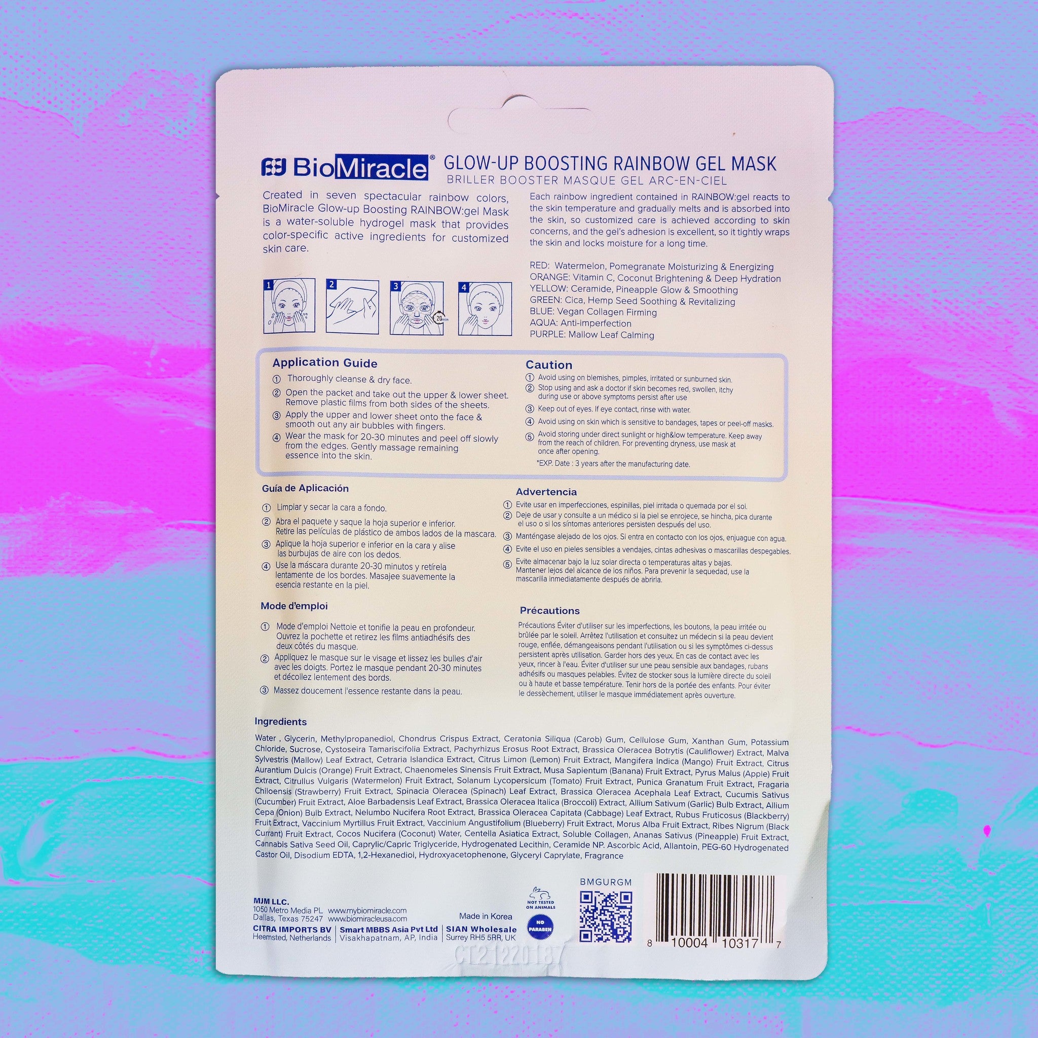 Glow Up Boosting Rainbow Gel Mask 2 Pack