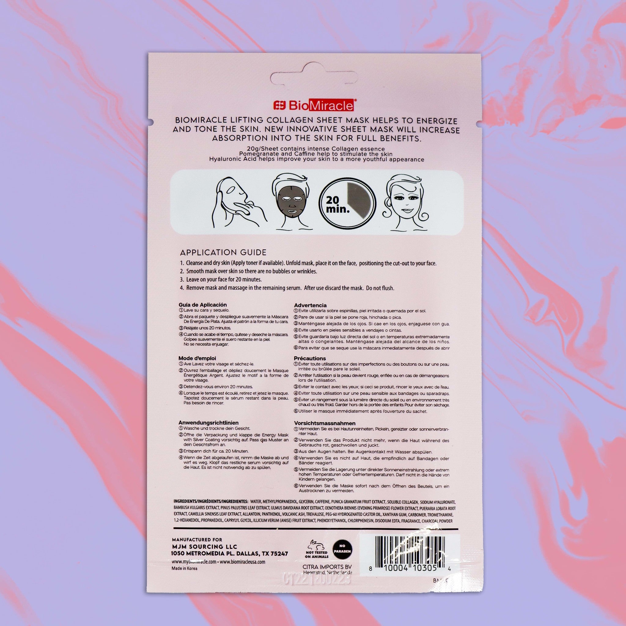 Firming Collagen Face Mask Infused with Pomegranate and Caffeine 10 Pack