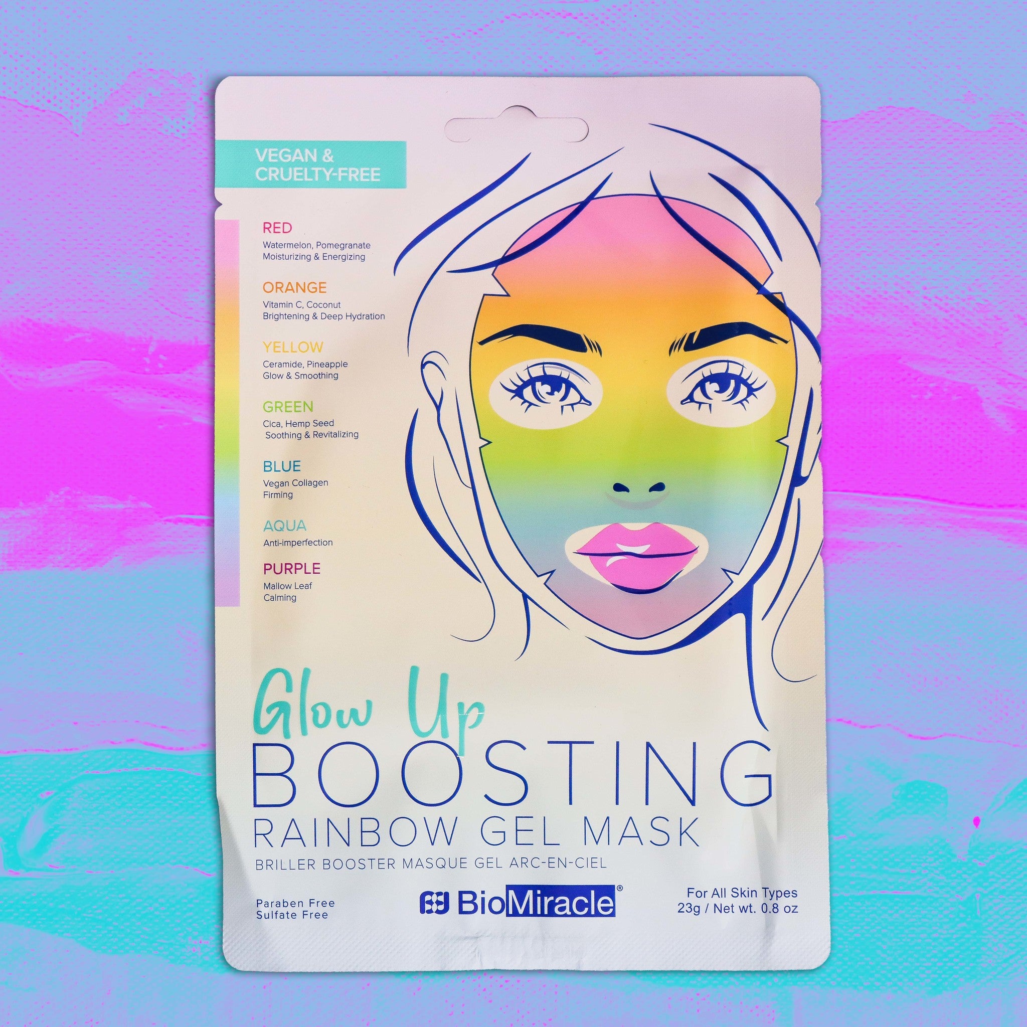 Glow Up Boosting Rainbow Gel Mask 2 Pack