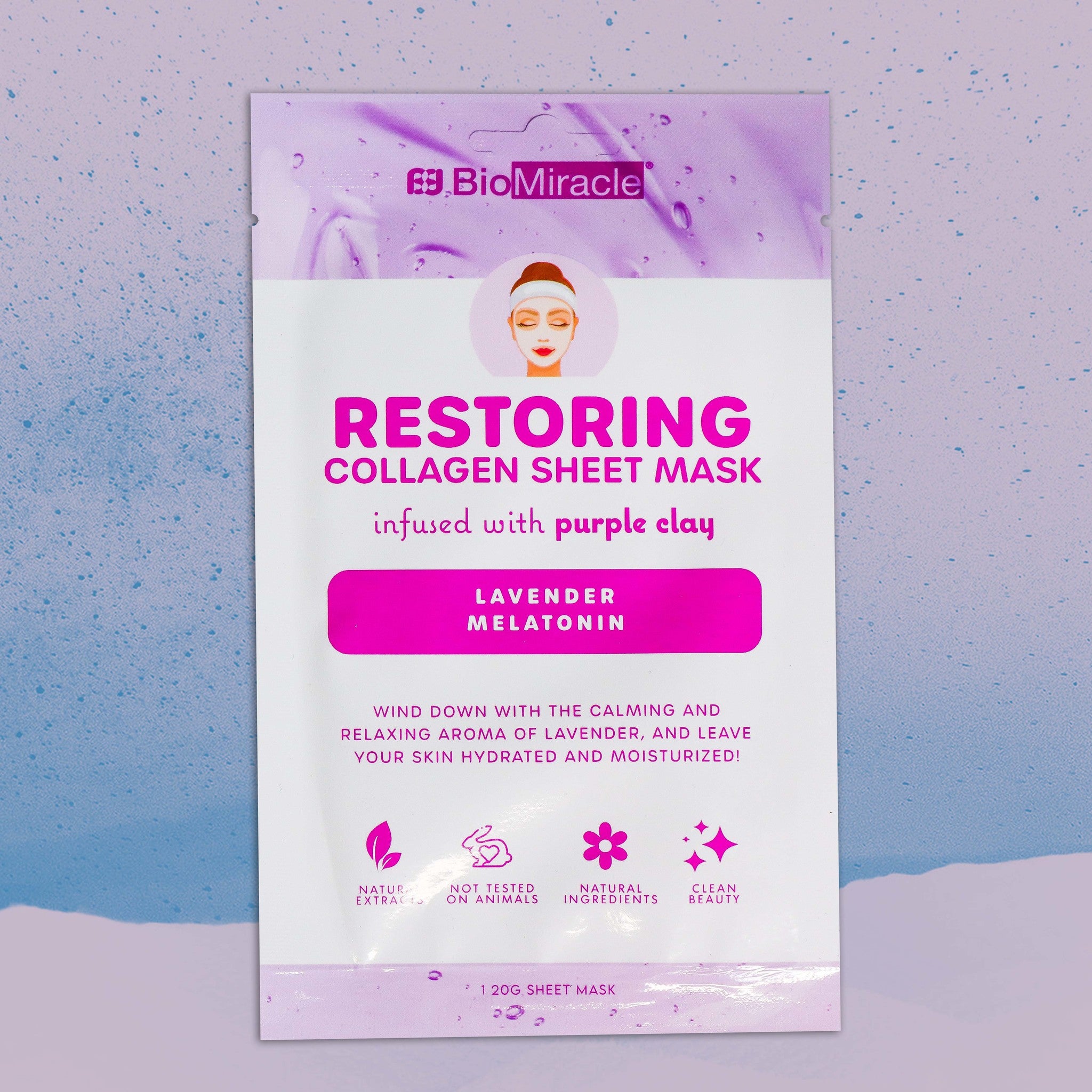 Restoring Collagen Sheet Mask Infused with Purple Clay, Lavender and Melatonin 10 Pack