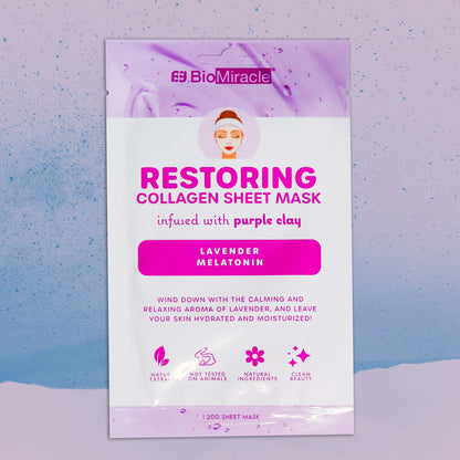 Restoring Collagen Sheet Mask Infused with Purple Clay, Lavender and Melatonin 10 Pack