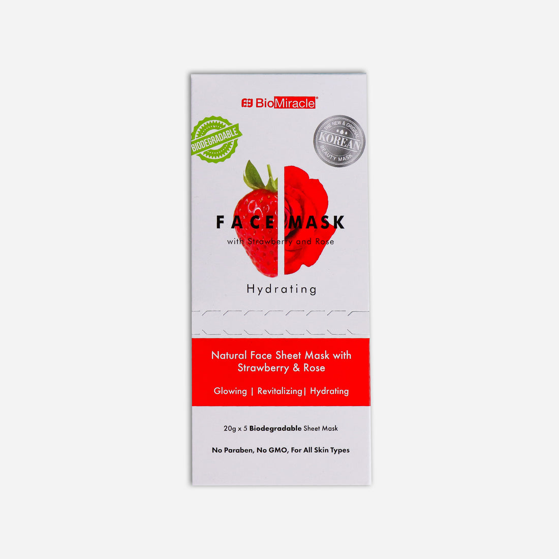 Simply Hydrating Face Mask with Strawberry & Rose 5 Pack