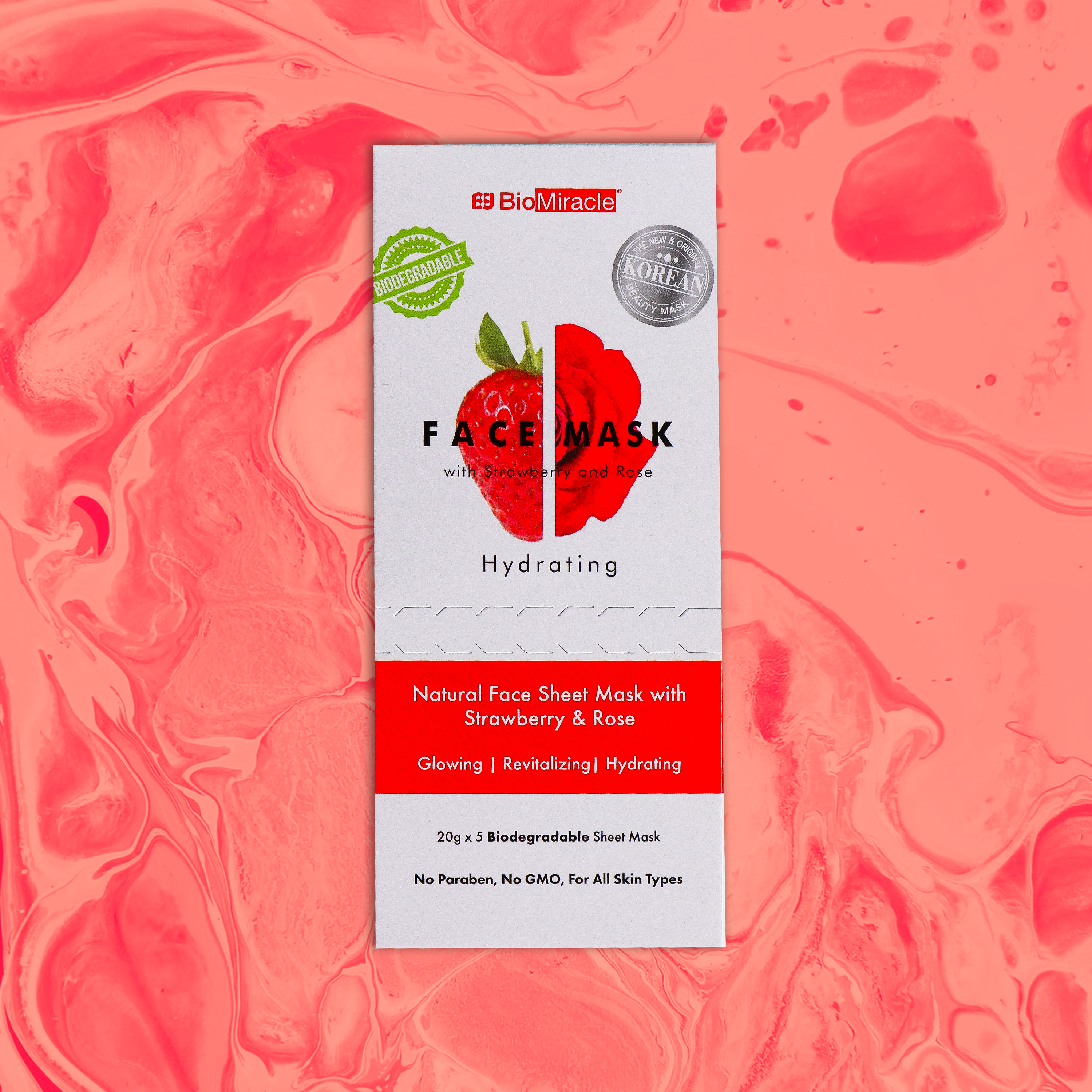 Simply Hydrating Face Mask with Strawberry & Rose 5 Pack