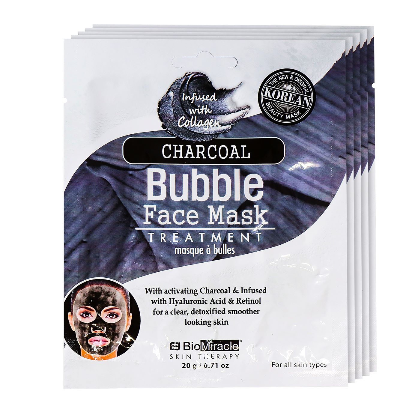 Charcoal Bubble Face Mask 5 Pack