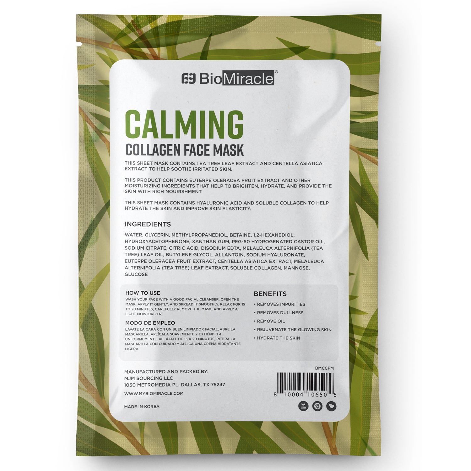 Calming Collagen Face Mask Infused with Tea Tree 10 Pack