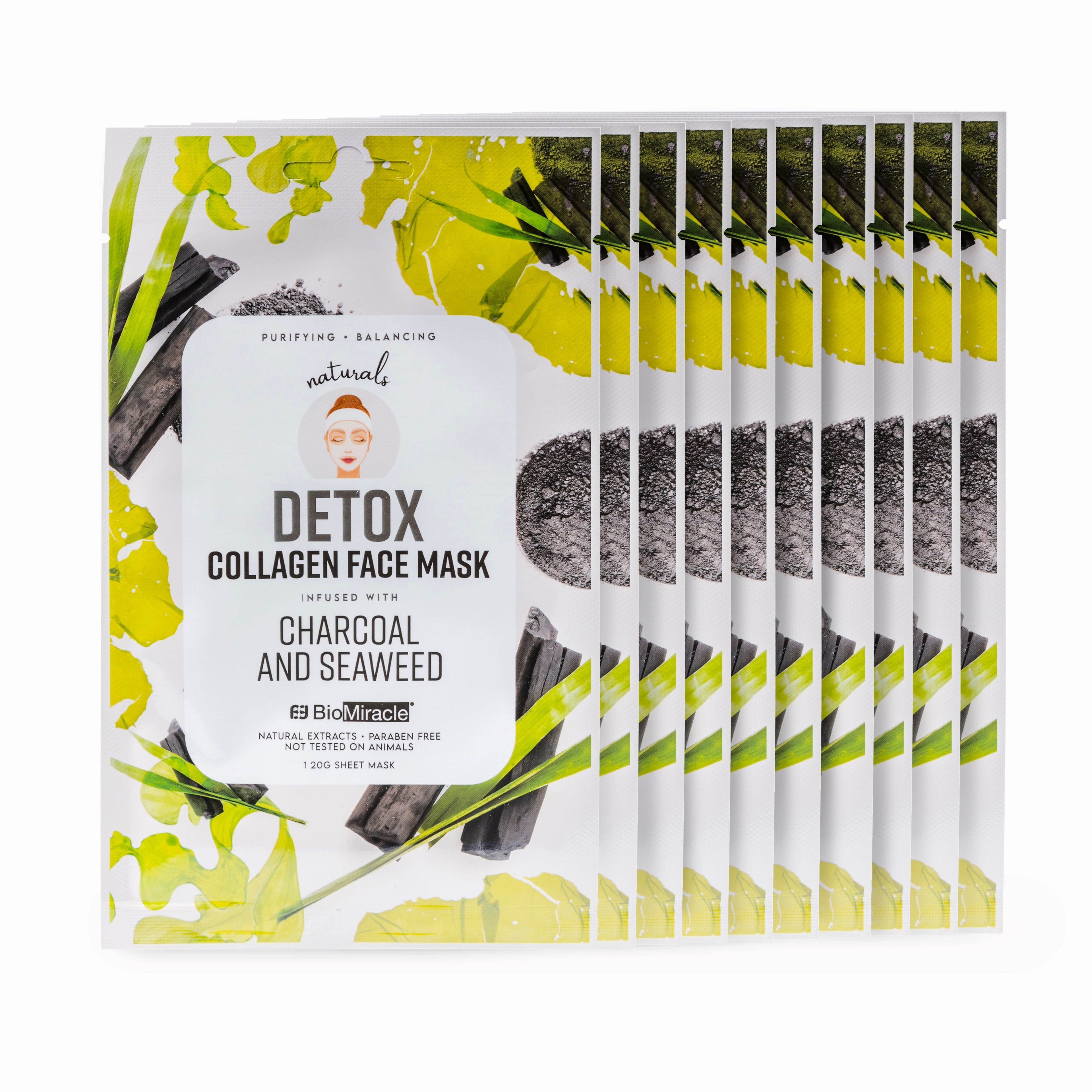 Detox Collagen Face Mask Infused with Charcoal and Seaweed-10 Pack