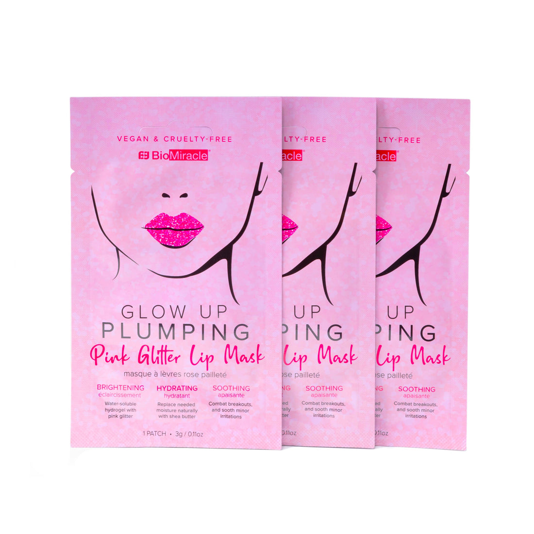 Glow Up Plumping Pink Glitter Lip Mask-3 Pack
