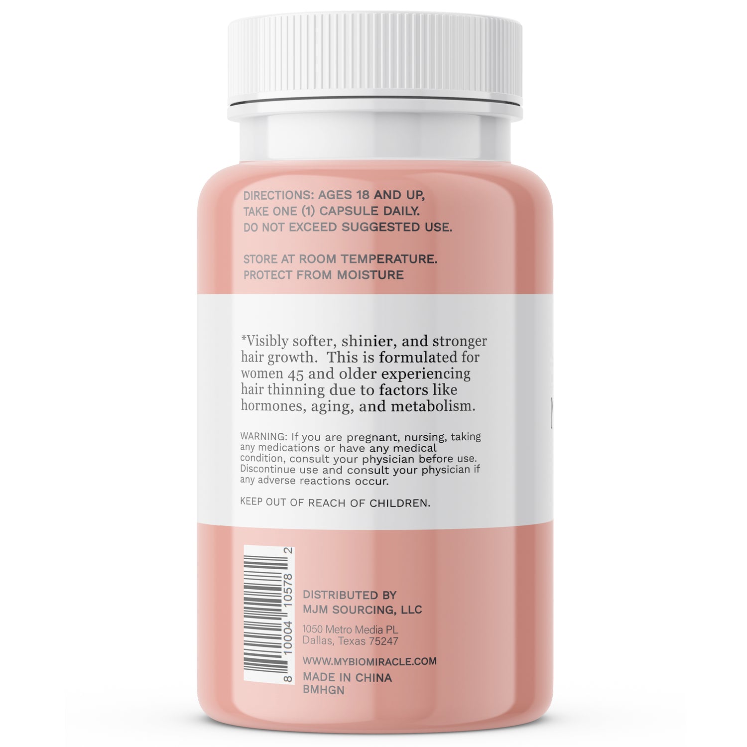 Hair Growth Nutraceutical, Visibly Thicker Hair Volume, Fuller Scalp Coverage, 1 Month Supply, 30 Capsules, Dietary Supplement