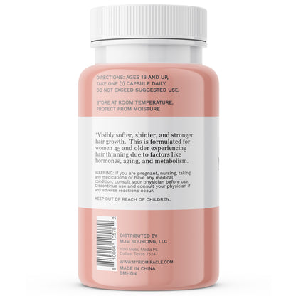 Hair Growth Nutraceutical, Visibly Thicker Hair Volume, Fuller Scalp Coverage, 1 Month Supply, 30 Capsules, Dietary Supplement