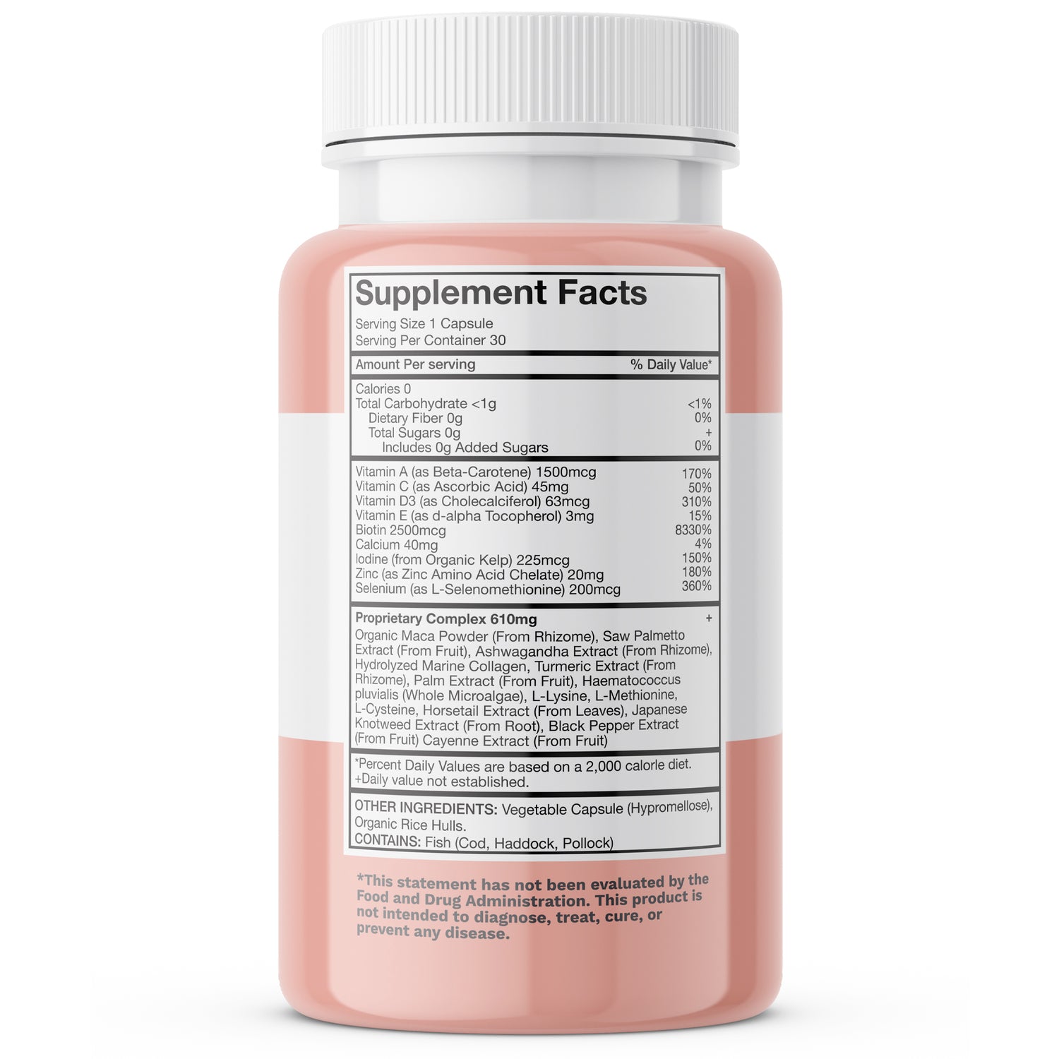 Hair Growth Nutraceutical, Visibly Thicker Hair Volume, Fuller Scalp Coverage, 1 Month Supply, 30 Capsules, Dietary Supplement