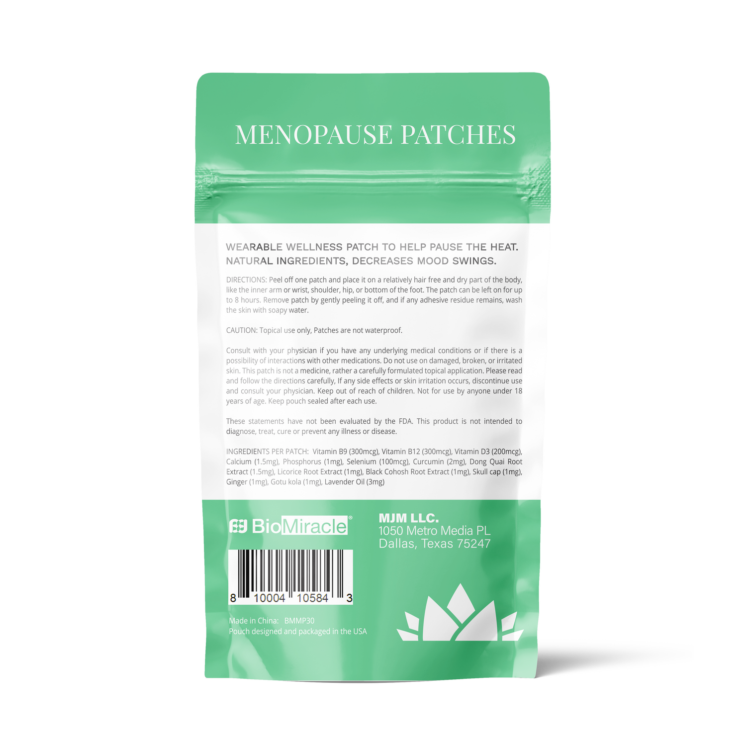 Menopause Patches Lavender, Ginger, and Herbs Promote Calm Relief, Vegan + Cruelty Free, 1 Month Supply, 30 Natural Relief Patches