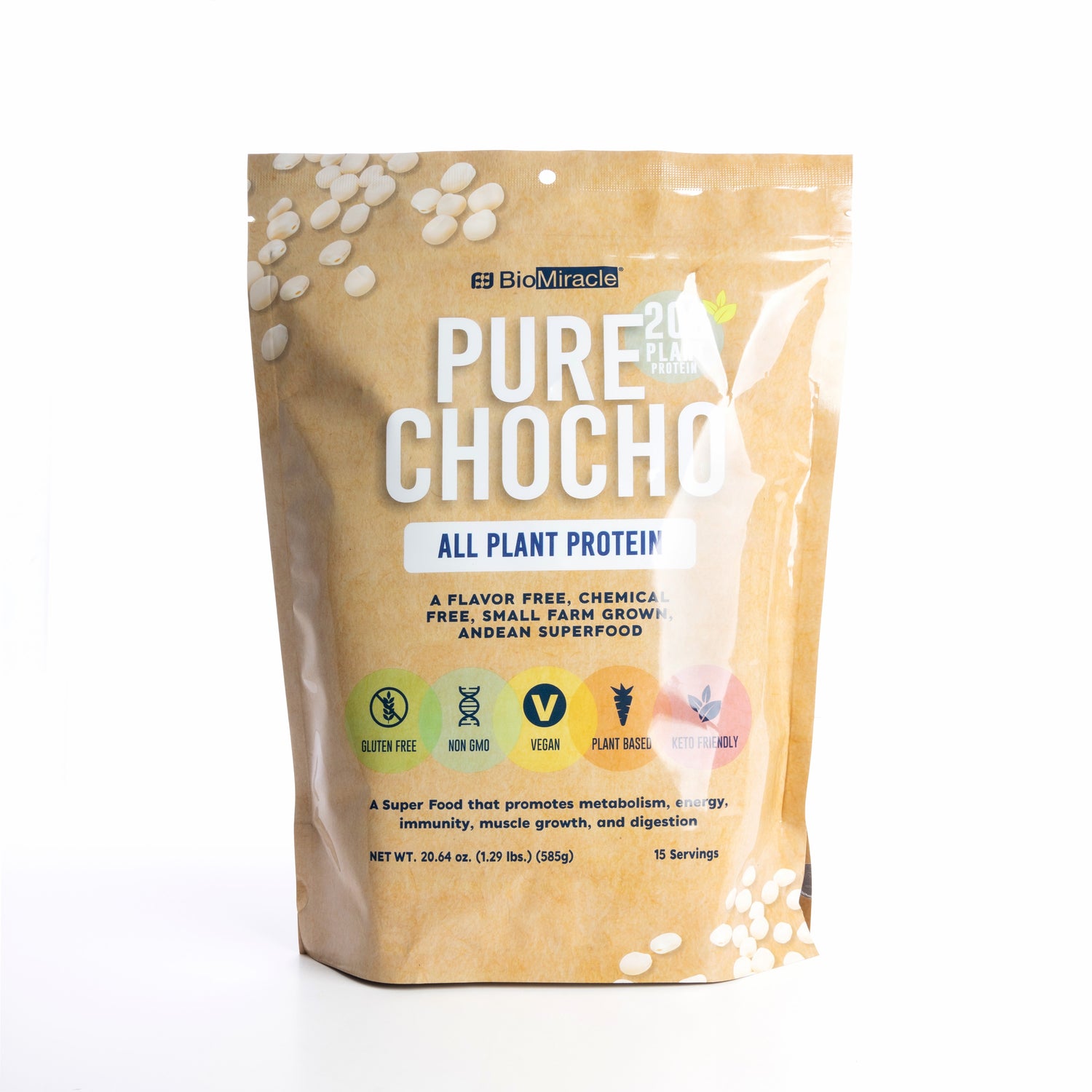 Hydrolyzed Pure Chocho All Plant Protein 20g Gluten Free, Non-GMO, Vegan, Plant-Based, Keto Friendly (15 Servings)