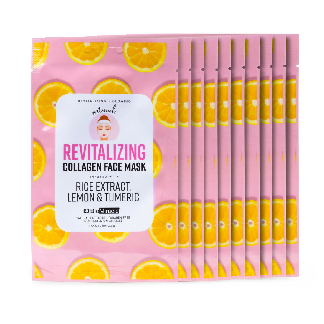 Revitalizing Collagen Face Mask Infused with Rice Extract, Lemon &amp; Turmeric 10 Pack