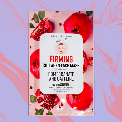 Firming Collagen Face Mask Infused with Pomegranate and Caffeine- 10 Pack