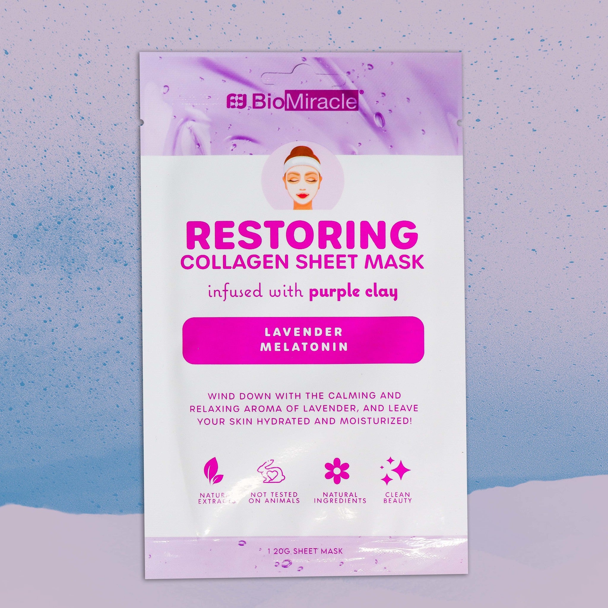 Restoring Collagen Sheet Mask Infused with Purple Clay, Lavender and Melatonin-10 Pack