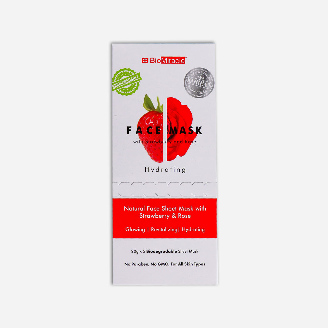 Simply Hydrating Face Mask with Strawberry &amp; Rose 5 Pack