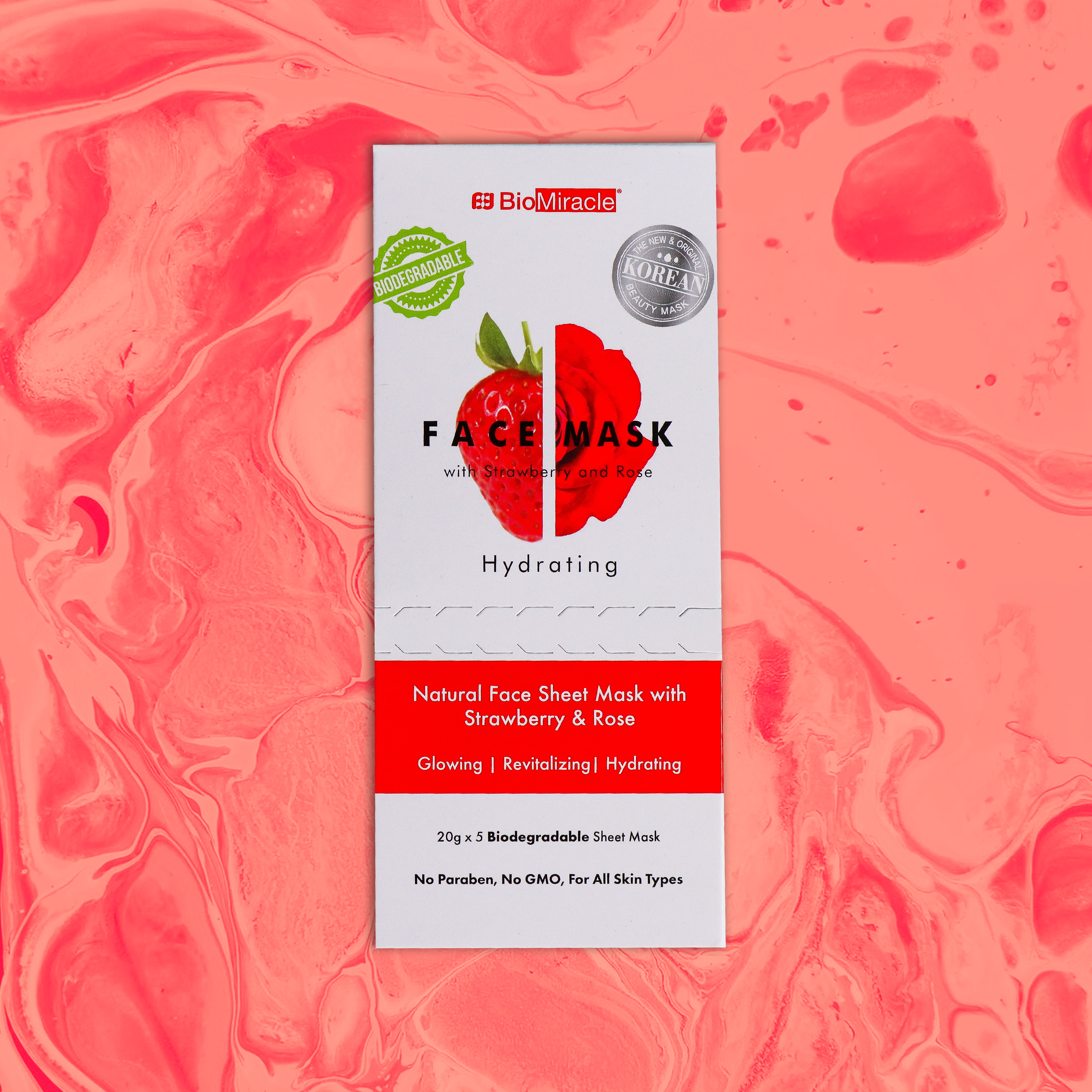 Simply Hydrating Face Mask with Strawberry &amp; Rose 5 Pack