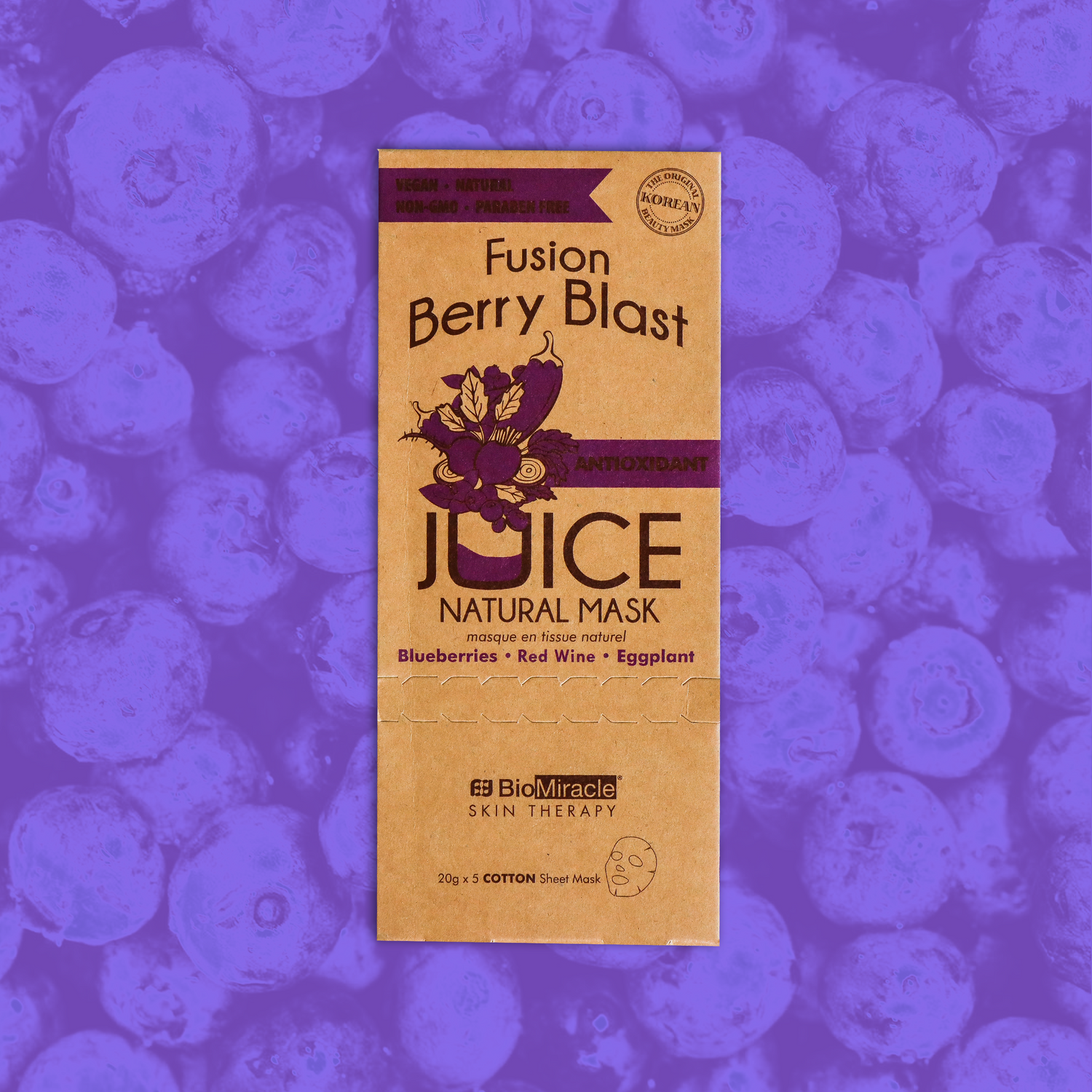 Fusion Berry Blast Antioxidant Juice Natural Mask 5 pack